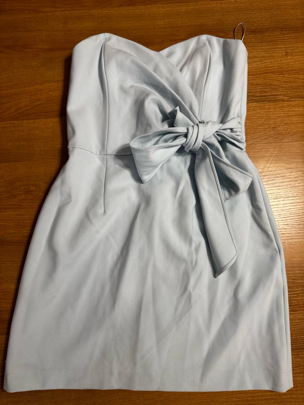 French Connection Light Blue Strapless Bow-Accent Mini Dress